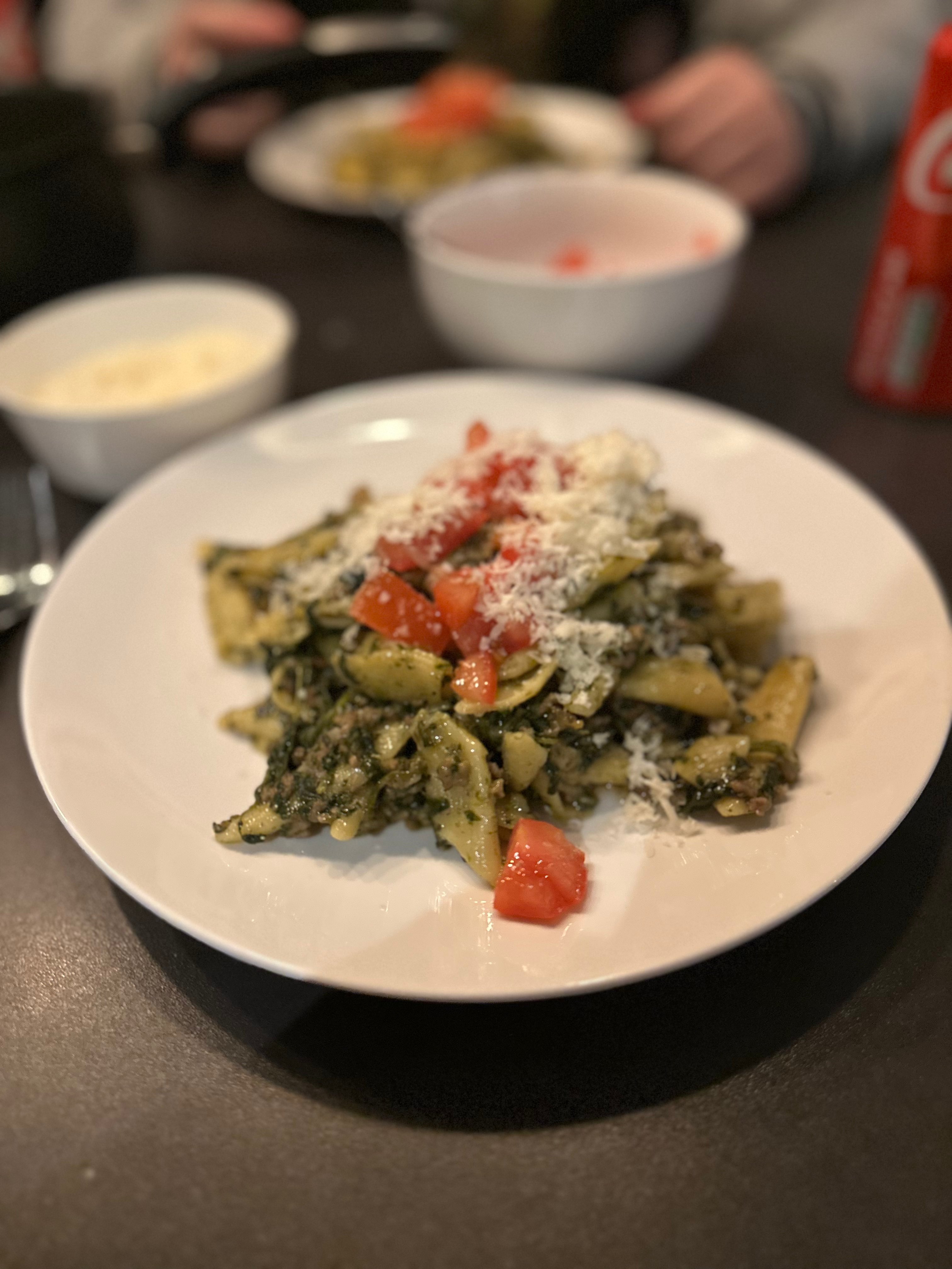 Pasta penne met spinazie